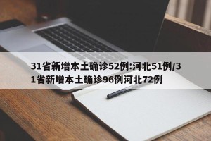 31省新增本土确诊52例:河北51例/31省新增本土确诊96例河北72例